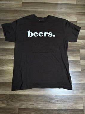 beers Graphic Print Black Men's M Cotton Knit T-Shirt
